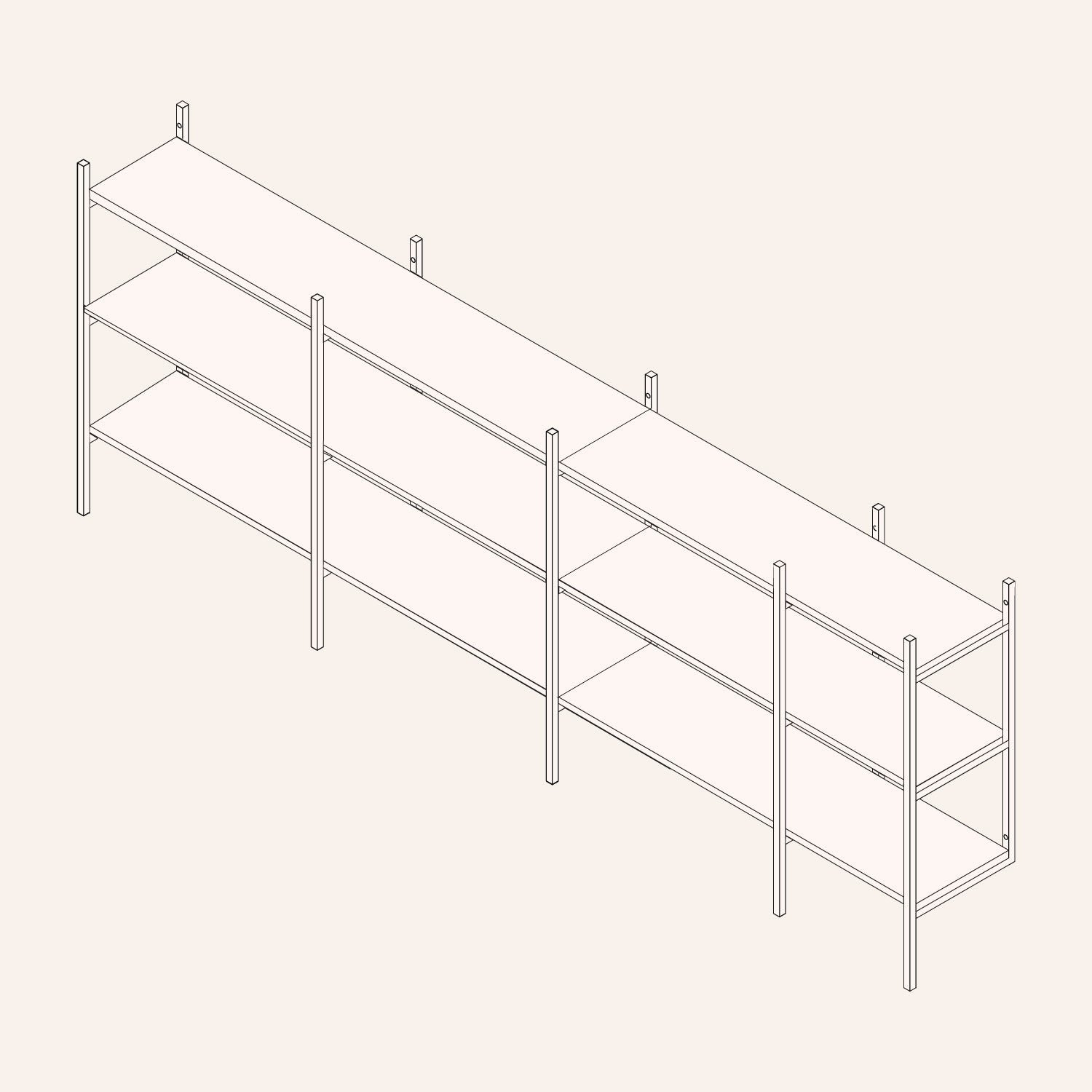 ritning av en liten hylla i måtten 279x101 cm