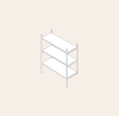 en ritning av en låg bokhylla i måtten 80x101 cm 