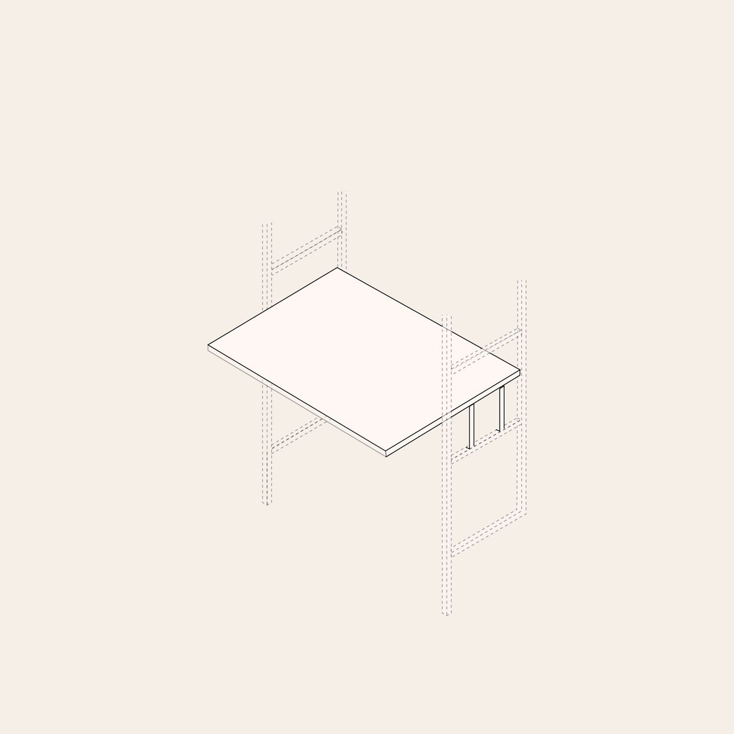 ritning av fyrkantig skrivbord