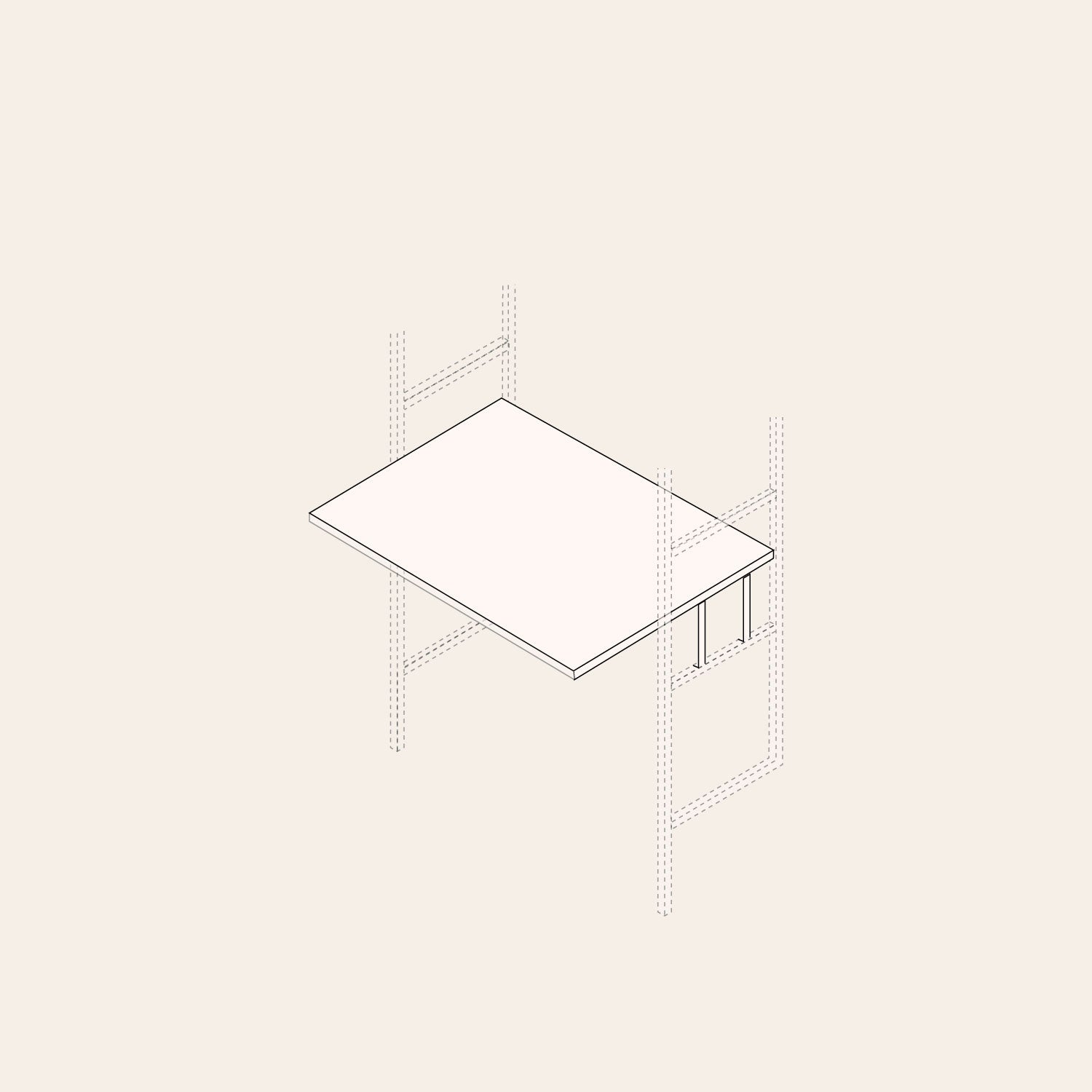 ritning av fyrkantig skrivbord
