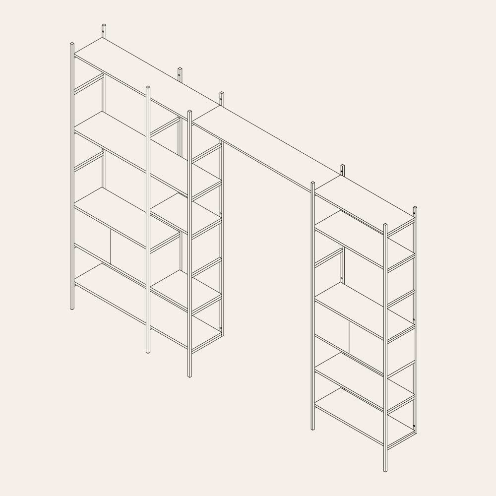 en ritning av en bokhylla med skåp 